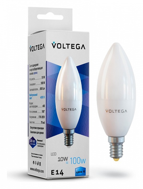 Лампа светодиодная Voltega Simple E14 10Вт 4000K 7065 фото 1 — Магазин svetno.ru