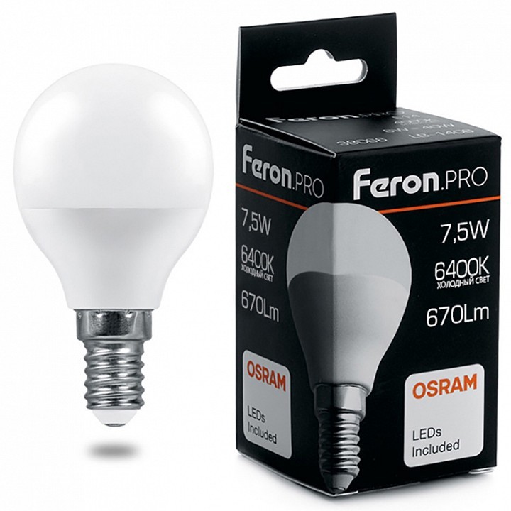 Лампа светодиодная Feron LB-1407 E14 7.5Вт 6400K 38073 фото 1 — Магазин svetno.ru