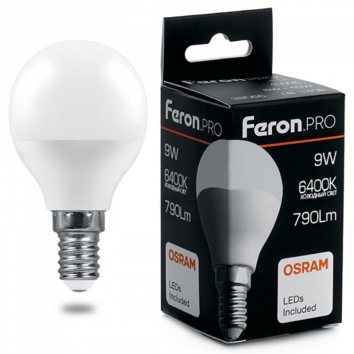 Лампа светодиодная Feron LB-1409 E14 9Вт 6400K 38079 фото 1 — Магазин svetno.ru