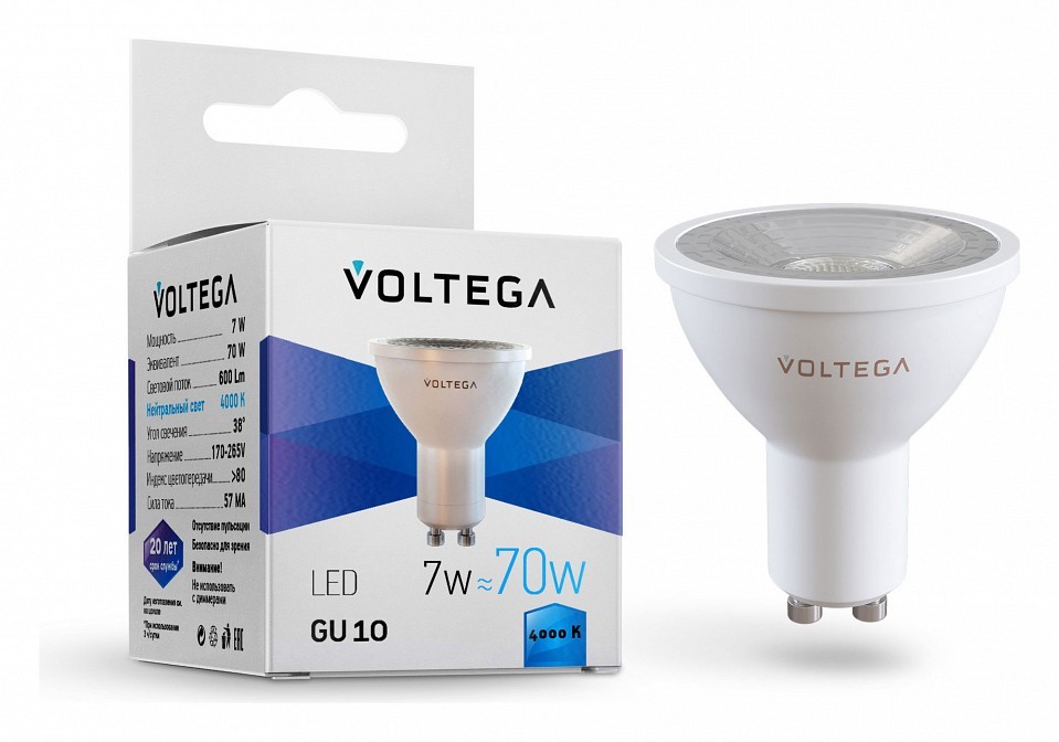 Лампа светодиодная Voltega Simple GU10 7Вт 4000K 7061 фото 1 — Магазин svetno.ru